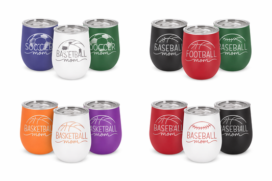 12oz Wine Tumbler Sport Mom