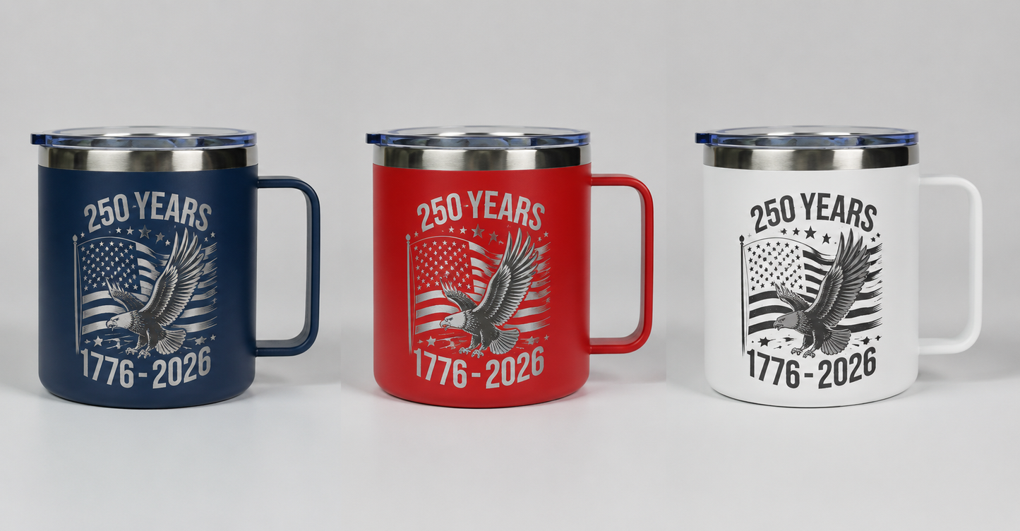 14oz Camping Mug 250 Years Independence Day