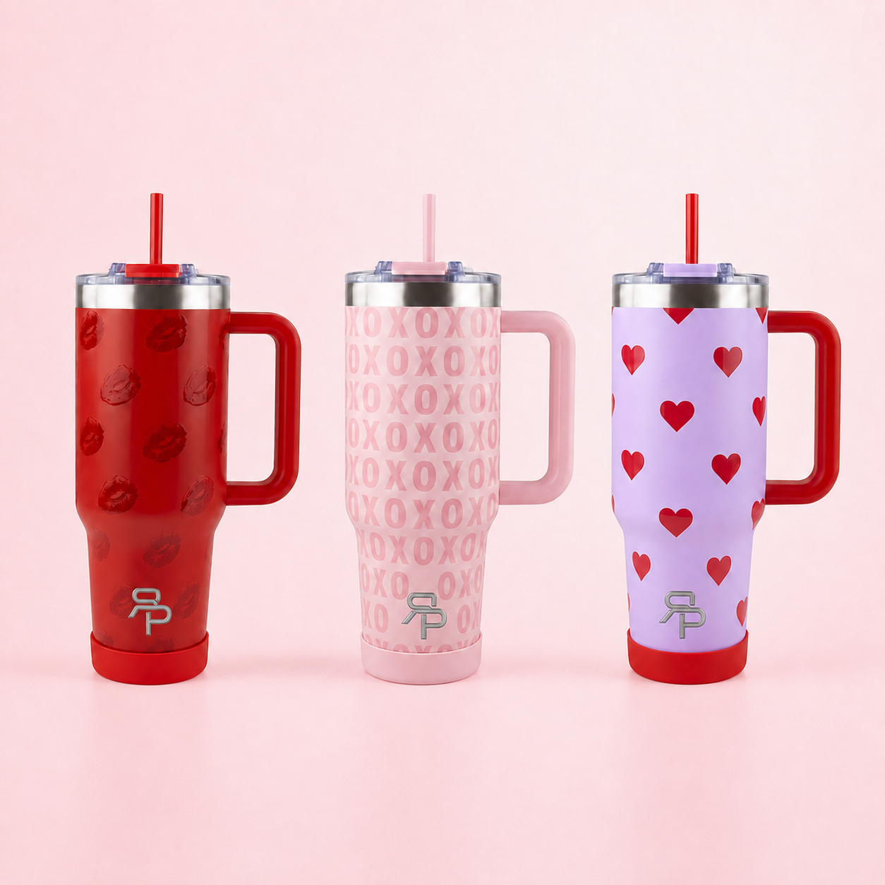 RSP 40oz Love Collection tumblers in Kisses, XOXO, and Hearts
