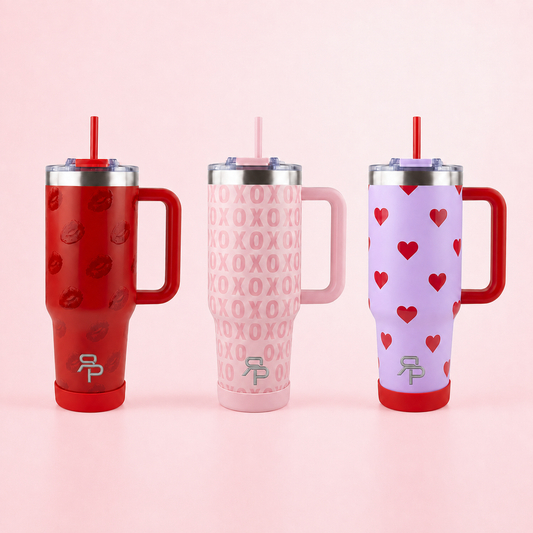 RSP 40oz Love Collection tumblers in Kisses, XOXO, and Hearts