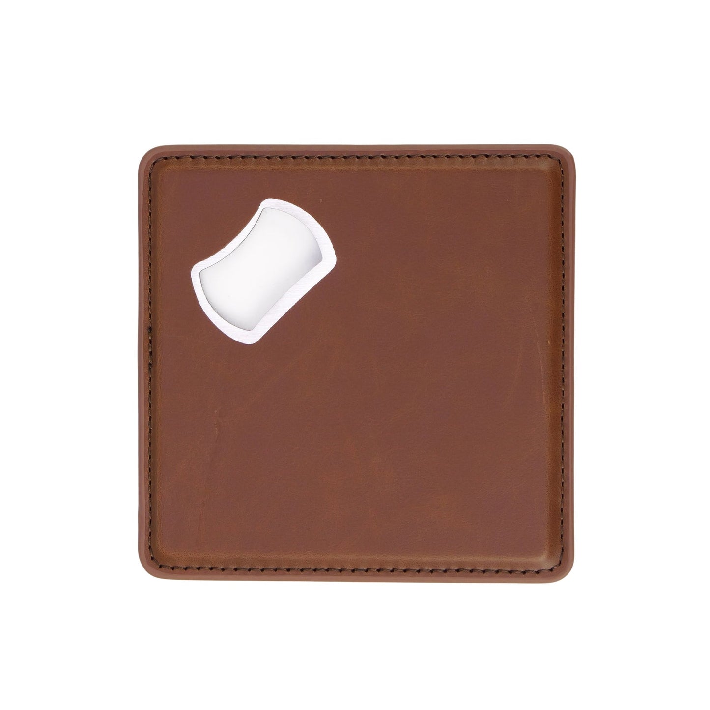 Brown RSP personalized Laserette bottle opener coaster
