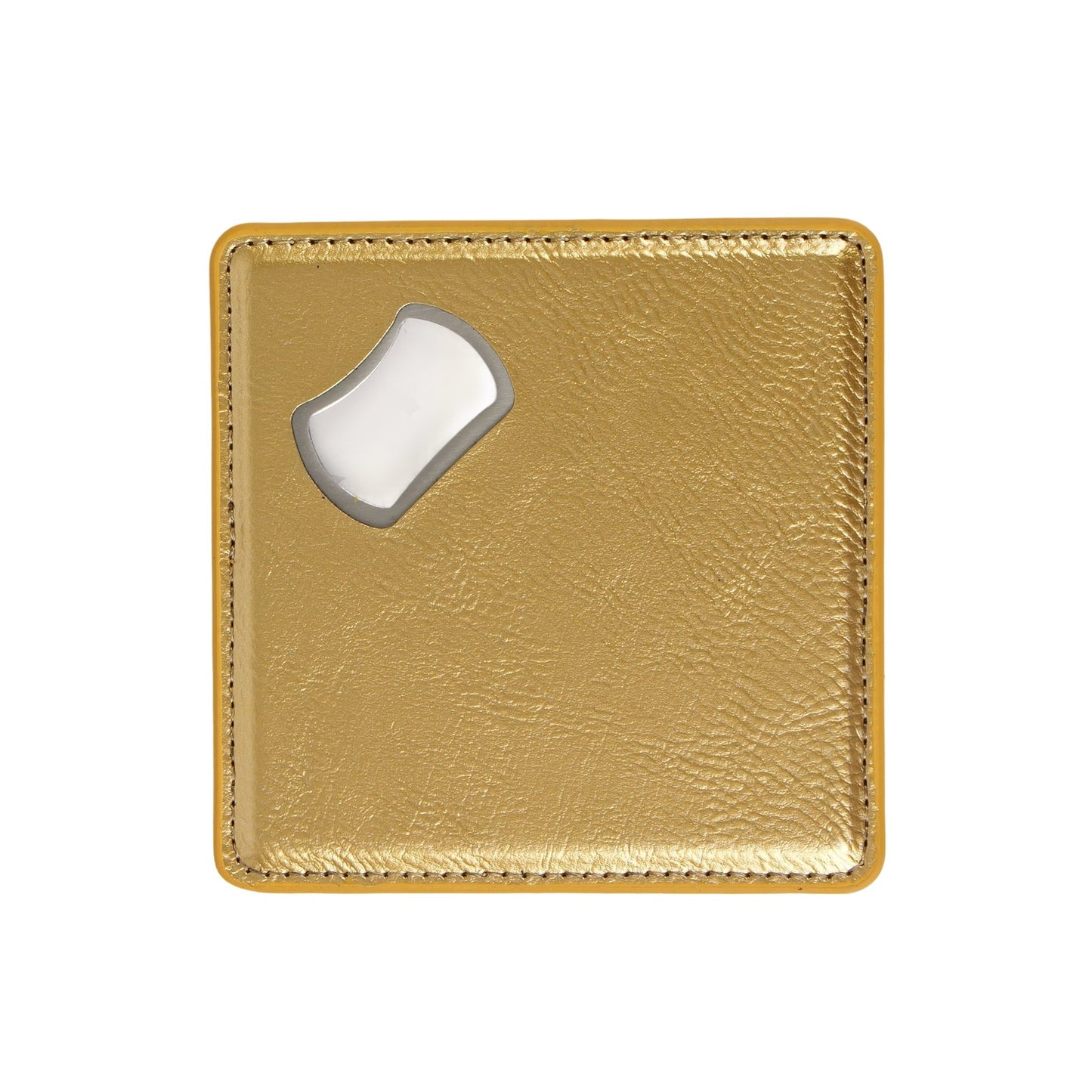 Metallic Gold RSP personalized Laserette bottle opener coaster