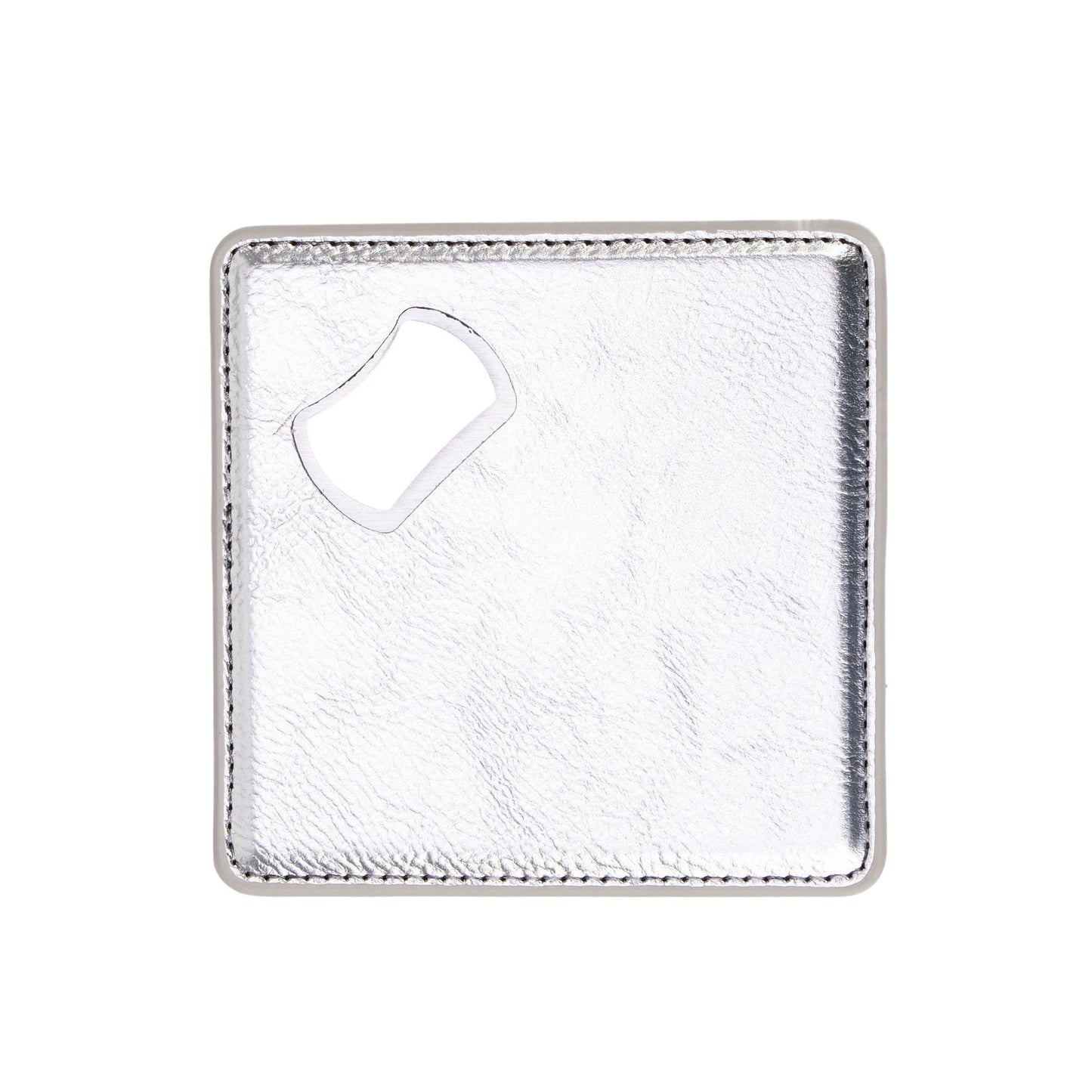 Metallic Silver RSP personalized Laserette bottle opener coaster