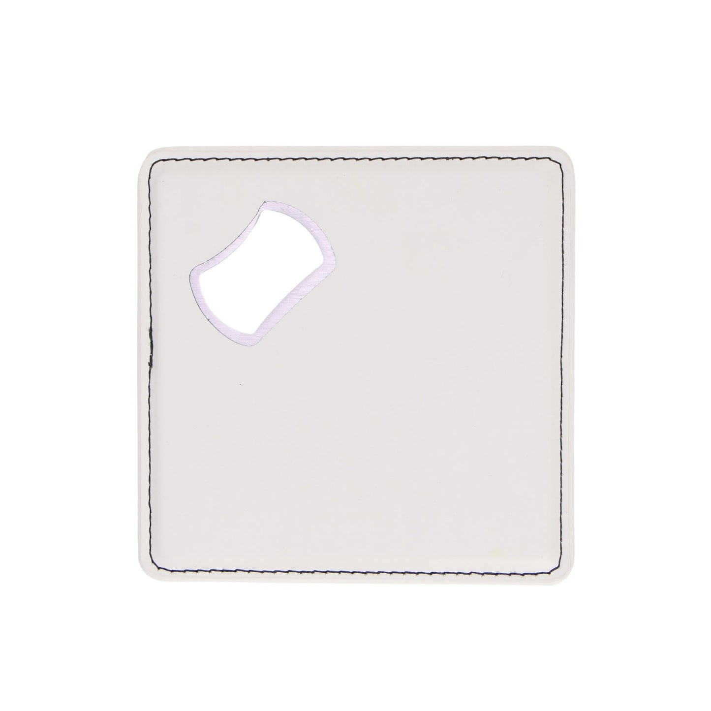 White RSP personalized Laserette bottle opener coaster