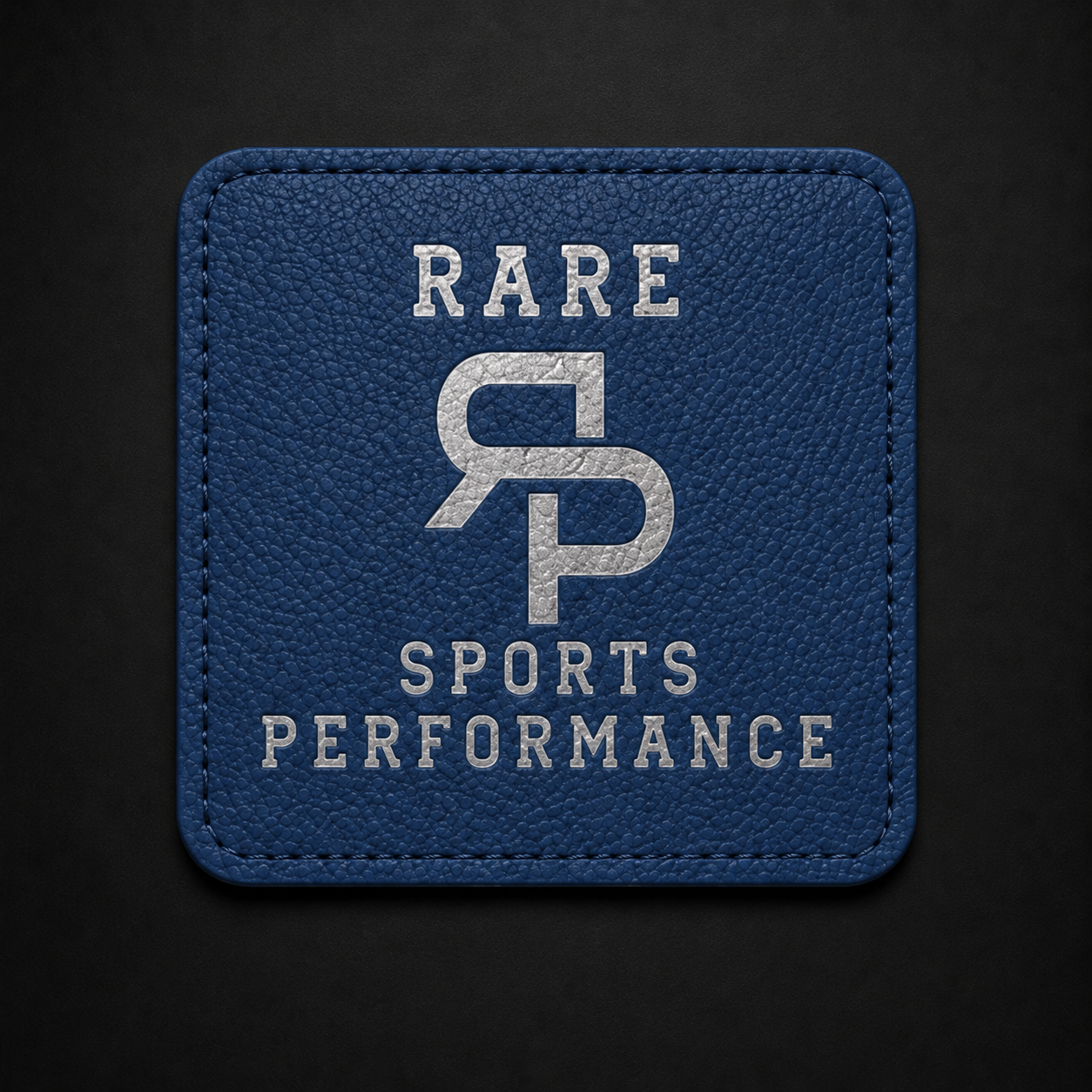 Blue and silver RSP personalized leatherette coaster
