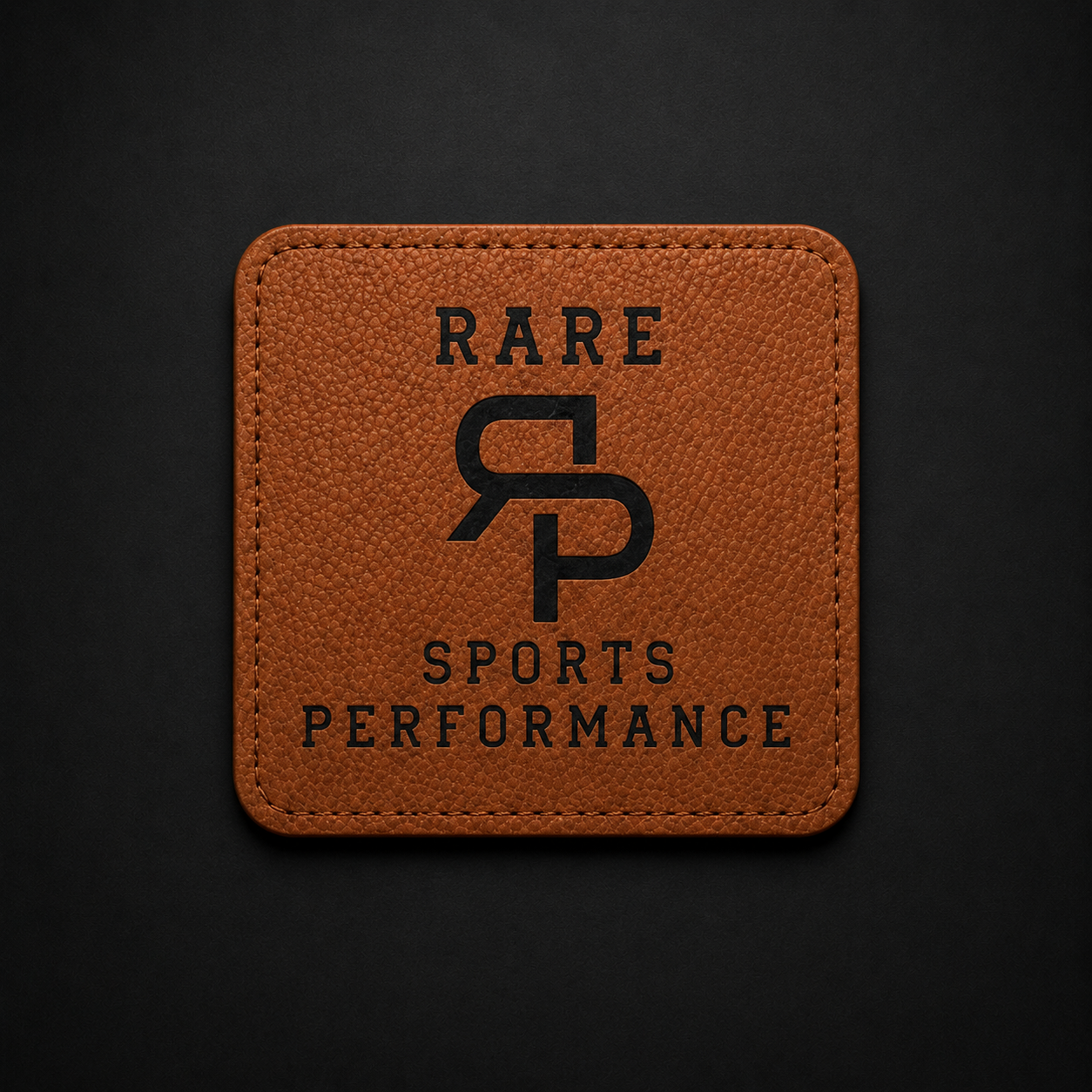 Light brown and black RSP personalized leatherette coaster
