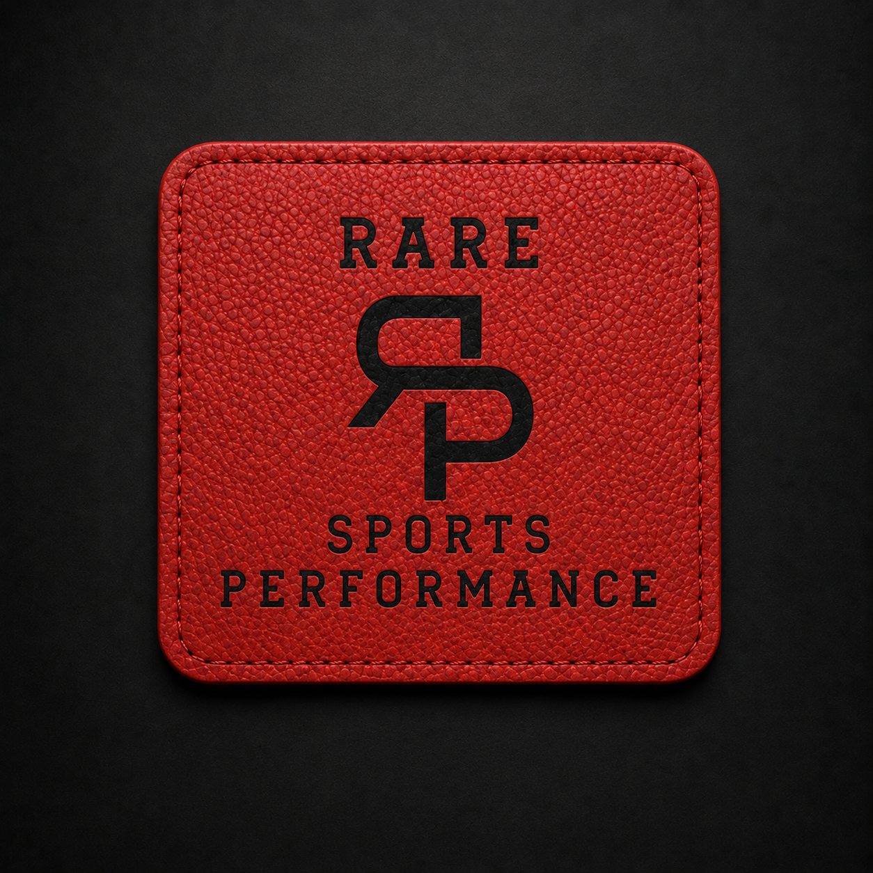 Red and black RSP personalized leatherette coaster